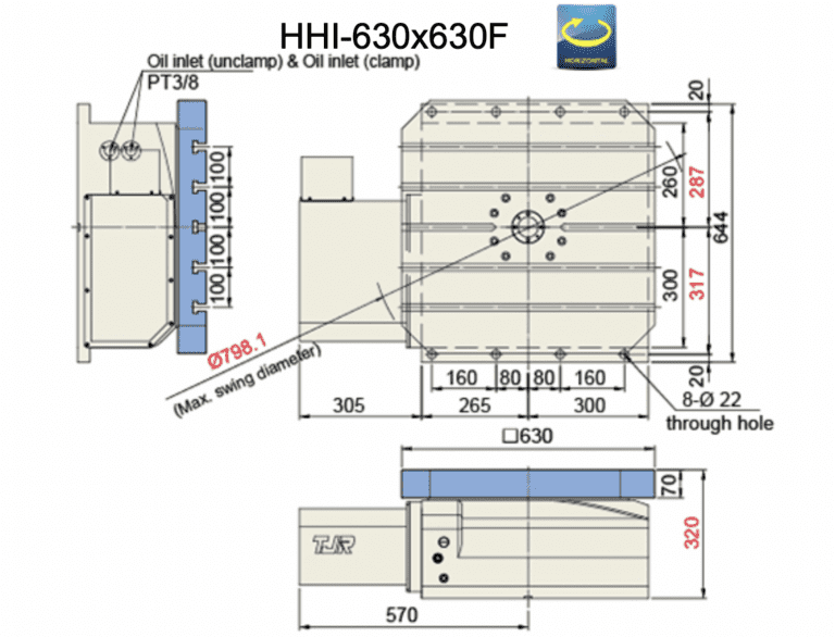 Горизонтальный поворотный индексный стол с ЧПУ TJR HHI-630x630F
